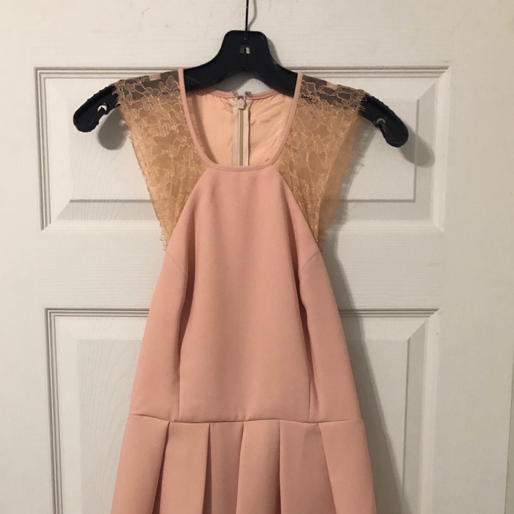 Peach cute dress.